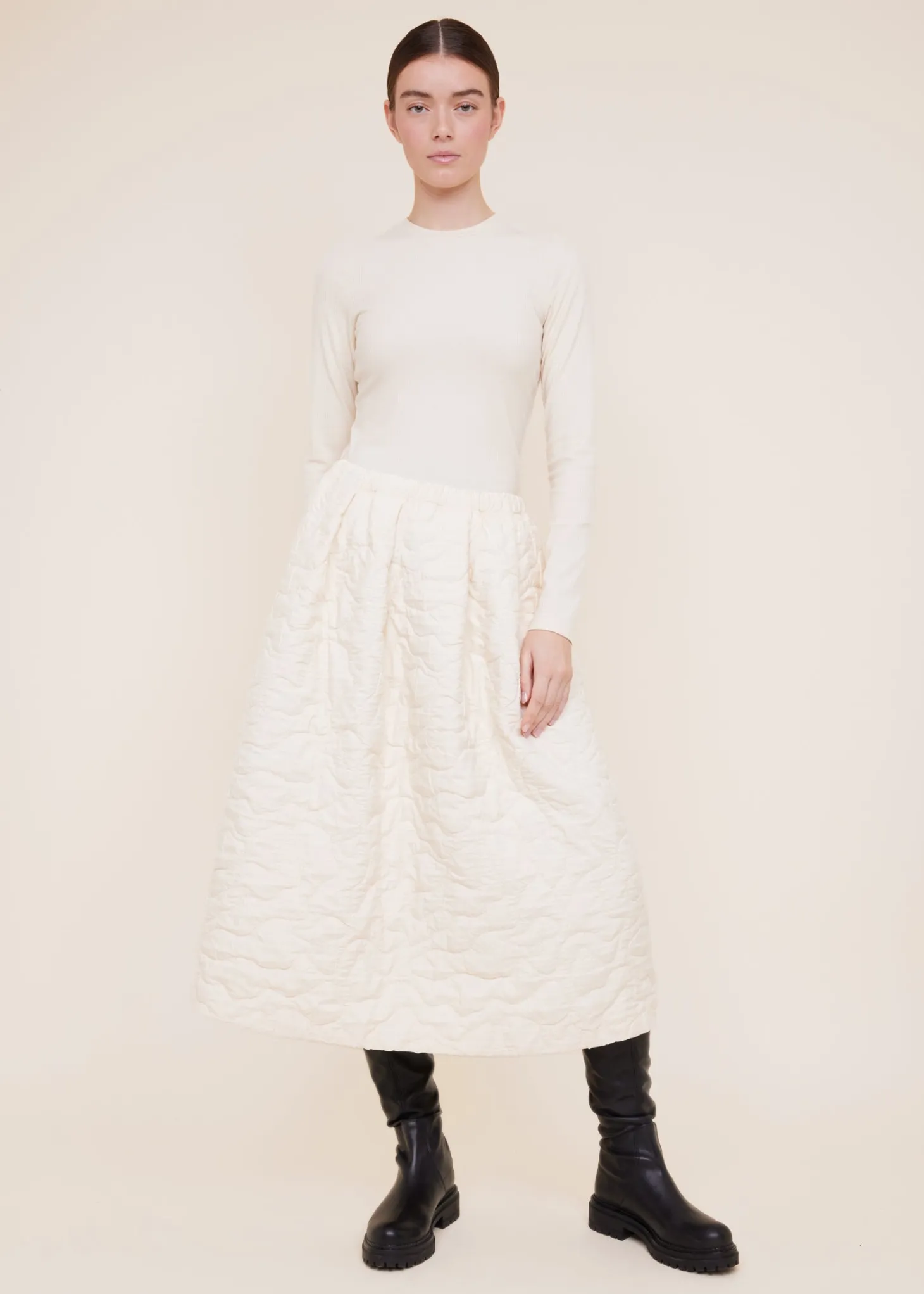 Rib top met ronde hals