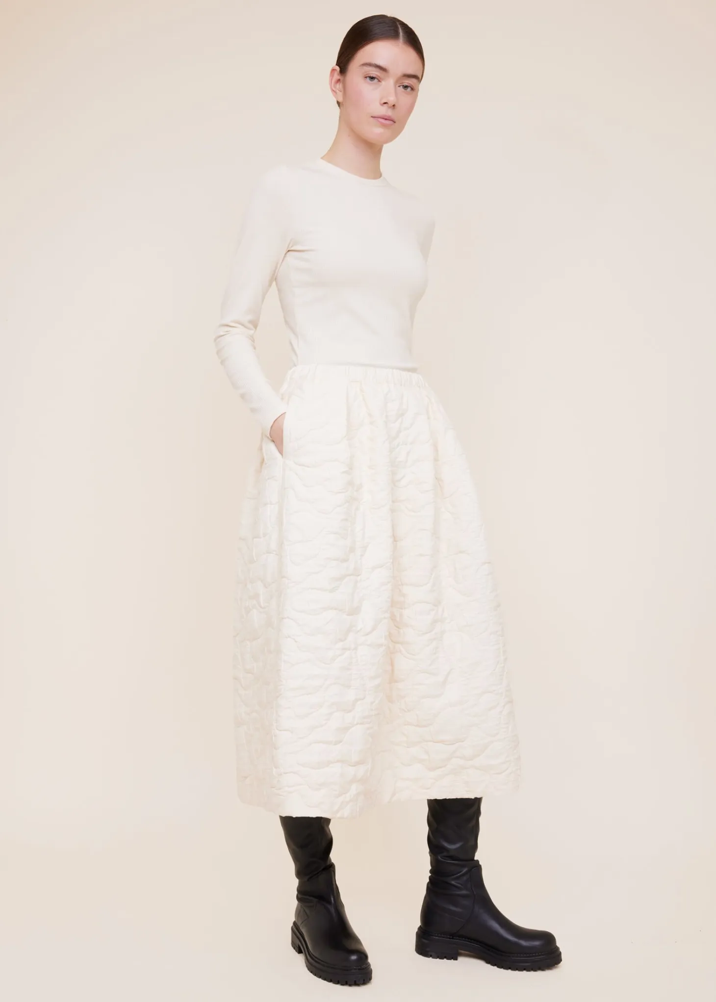 Rib top met ronde hals