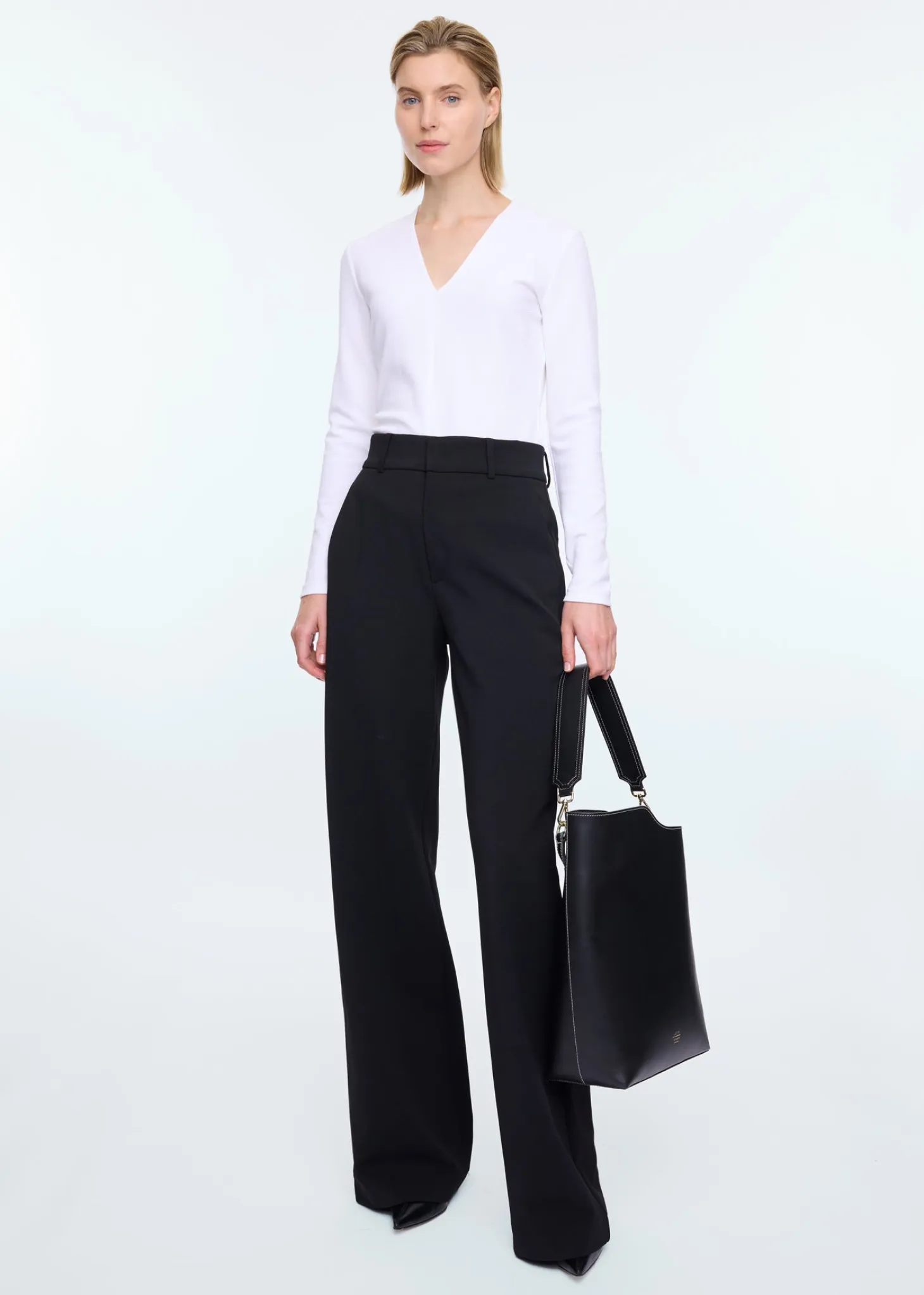 Rib top met V hals