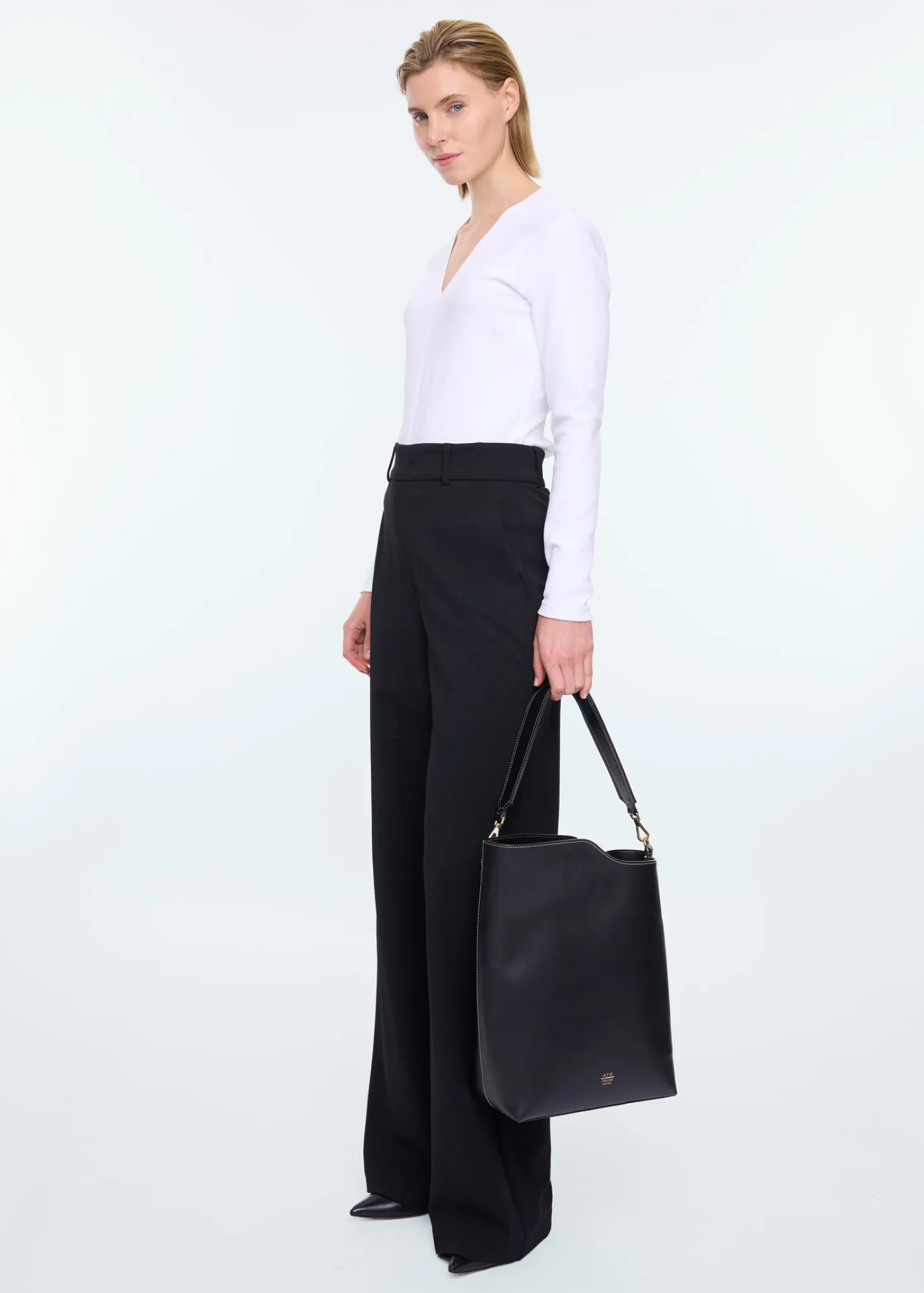 Rib top met V hals