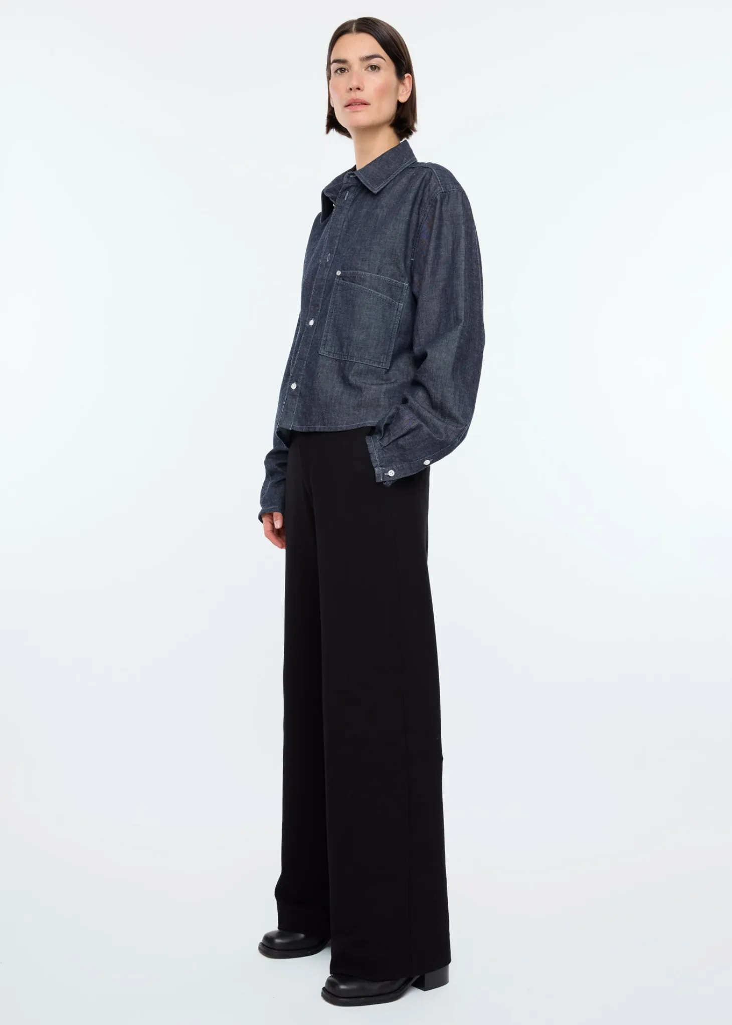 Rinsed chambray blouse