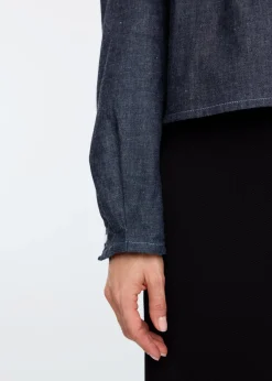 Rinsed chambray blouse