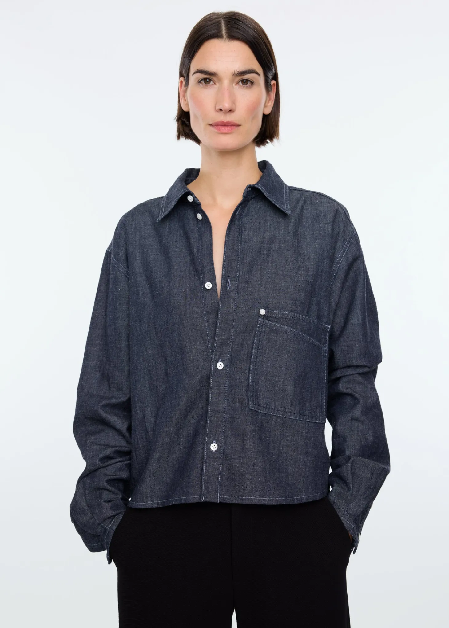 Rinsed chambray blouse