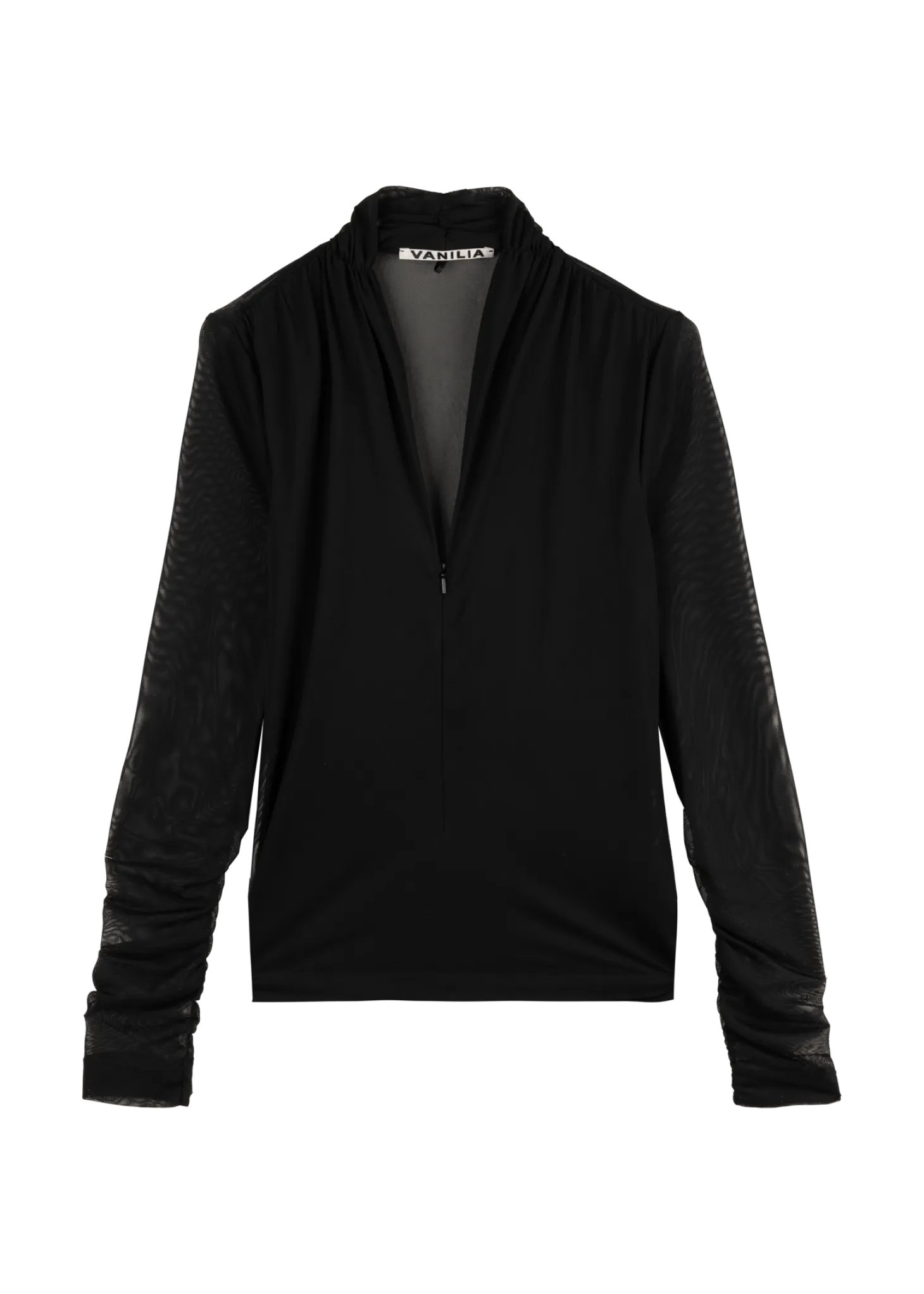 Rippling v neck mesh top