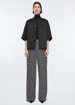 Round neck satin jacket
