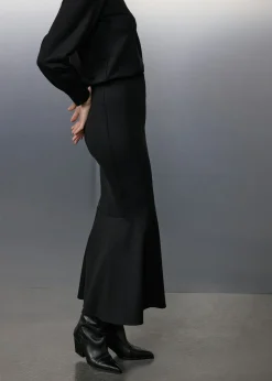 Ruched punto midi skirt