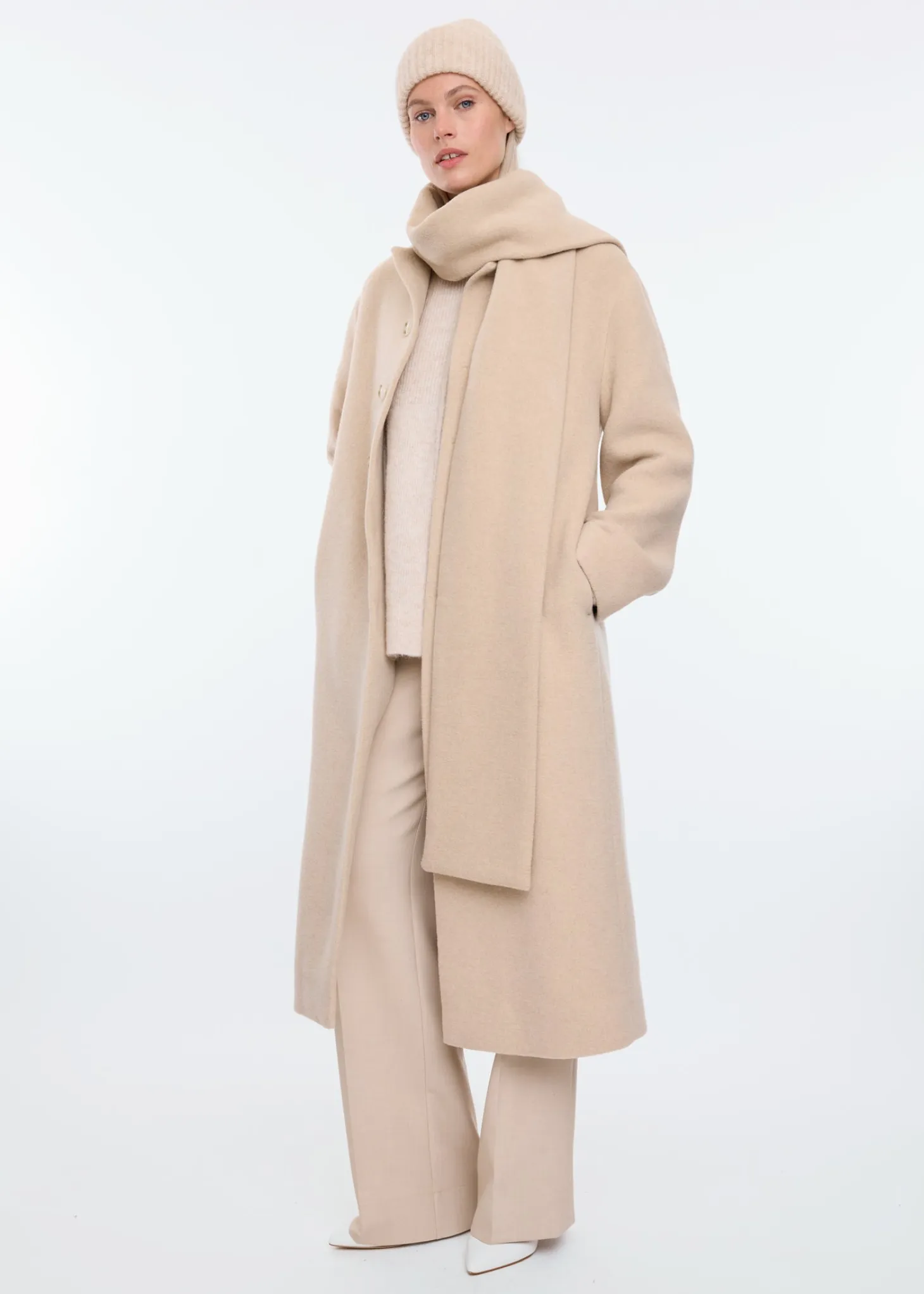 Scarf woolmix coat