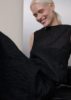 Sleeveless seersucker top