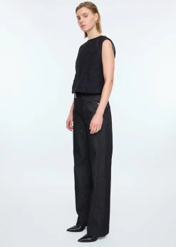 Sleeveless seersucker top