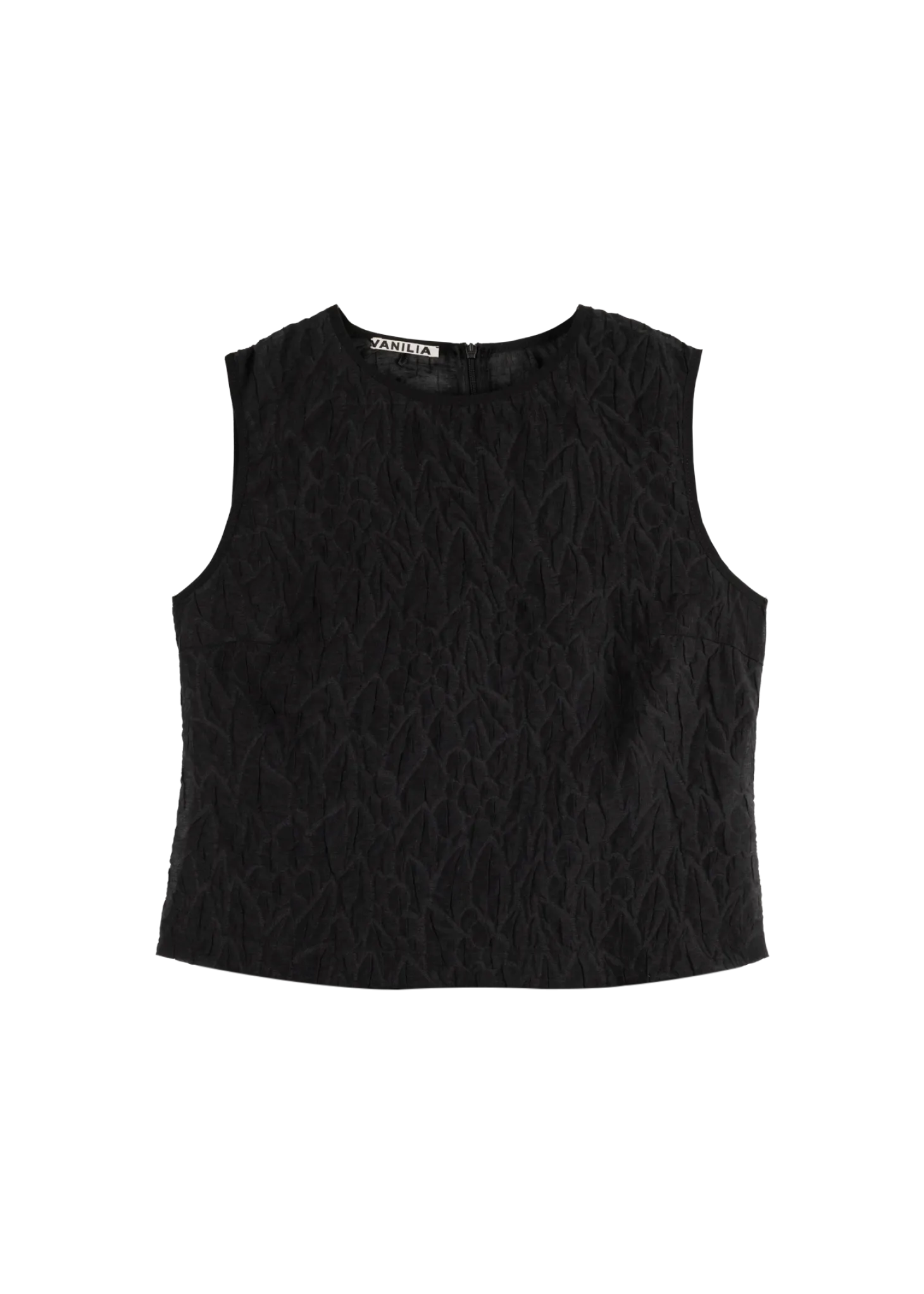 Sleeveless seersucker top