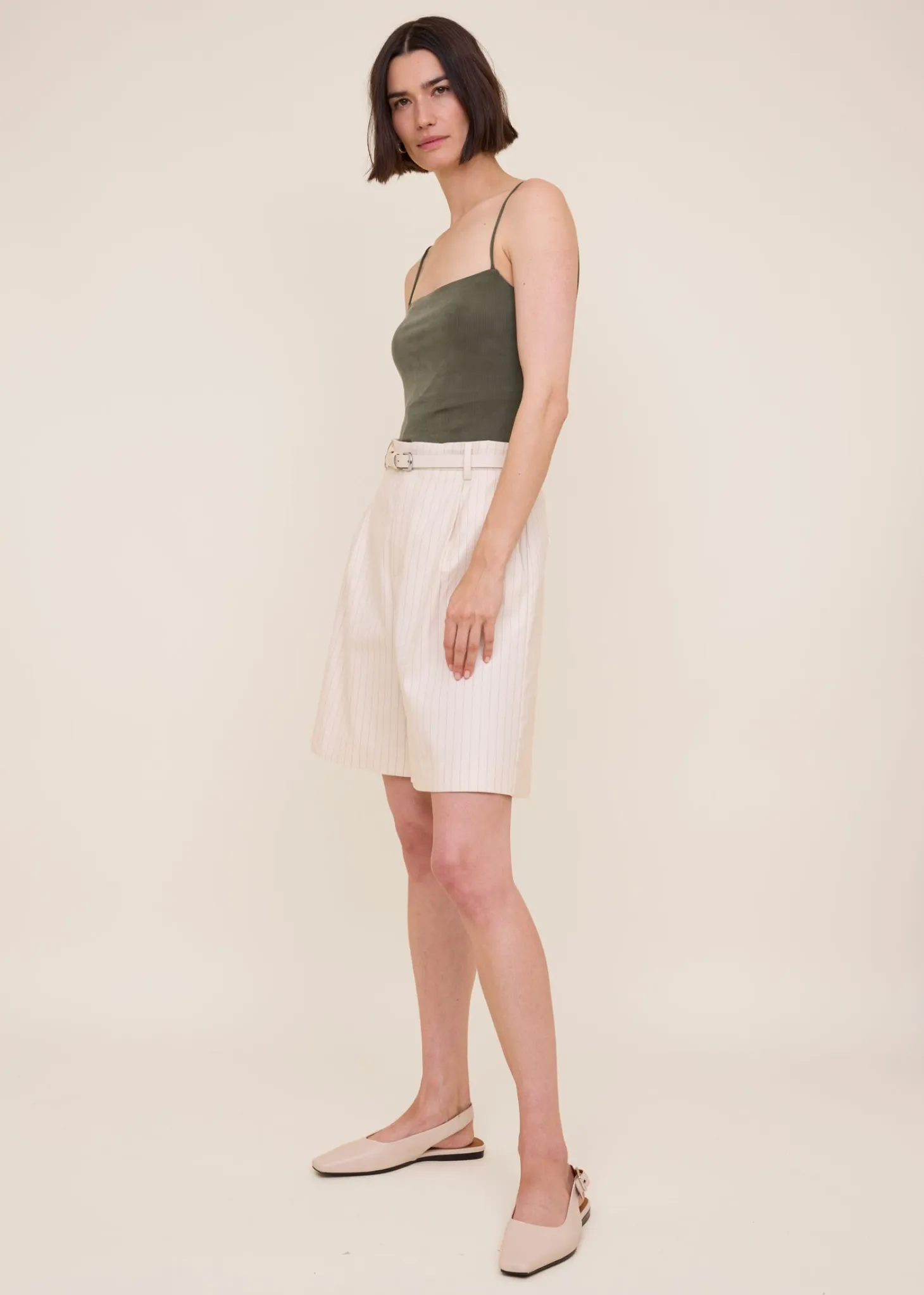 Straight viscose rib top