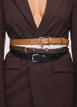 Thin leather belt