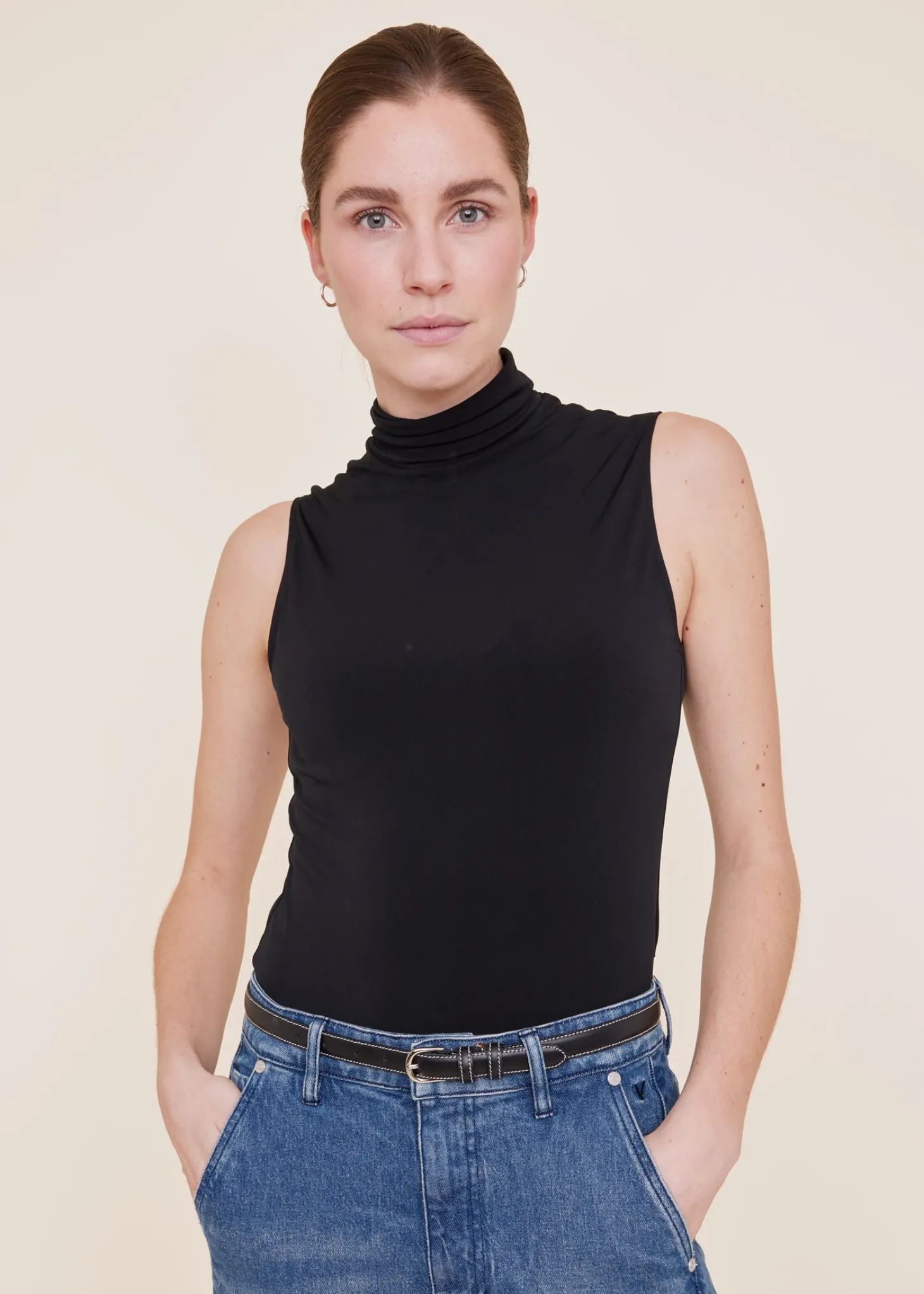 Tricot tanktop met col