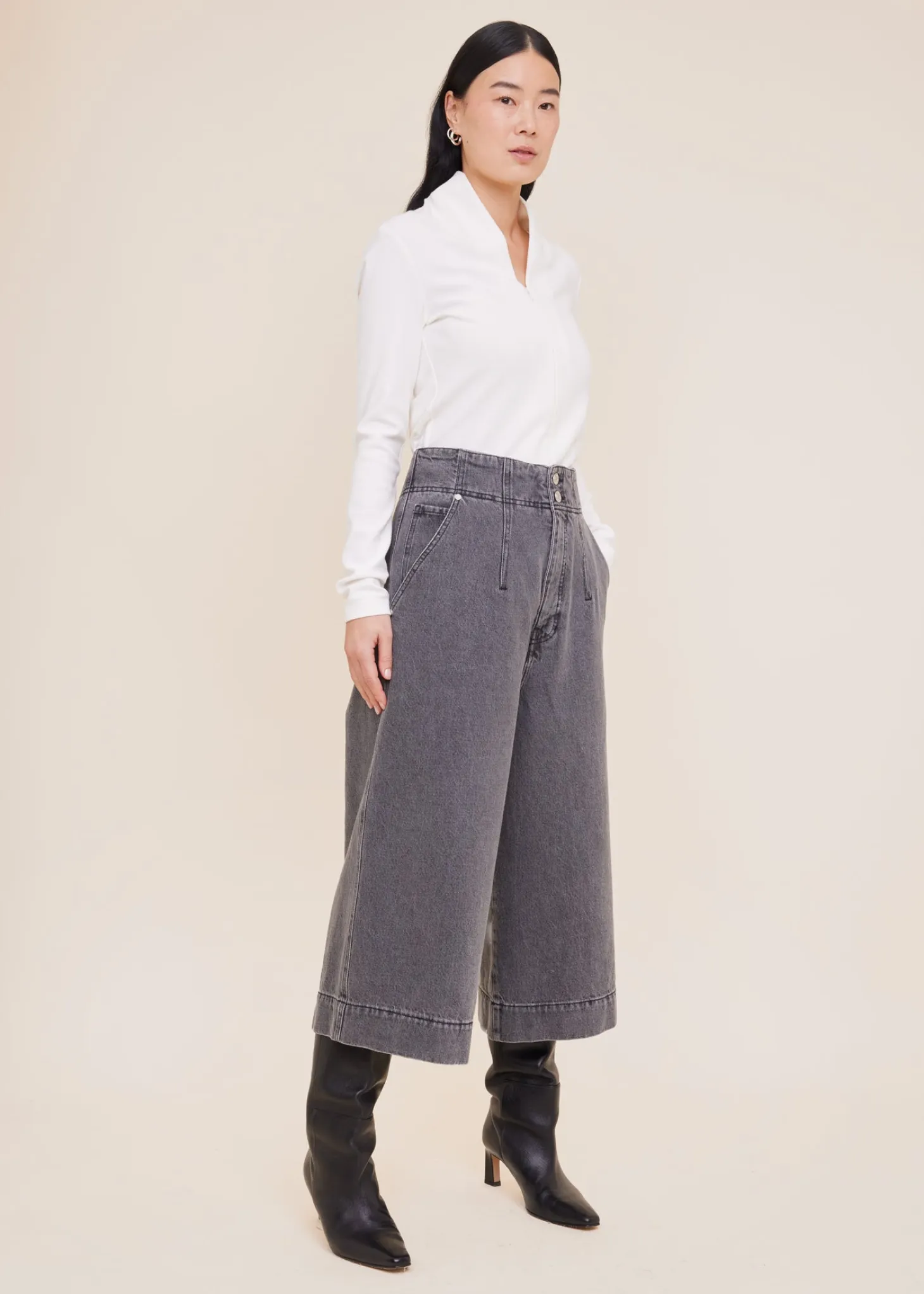 Viscose top met rits
