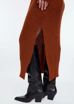 V-neck wool maxi dress