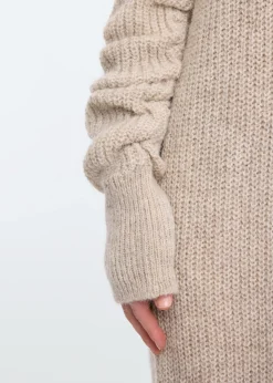 V-neck wool maxi dress