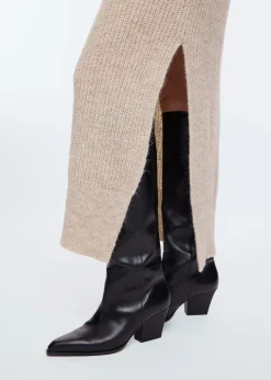 V-neck wool maxi dress