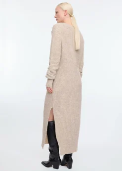 V-neck wool maxi dress