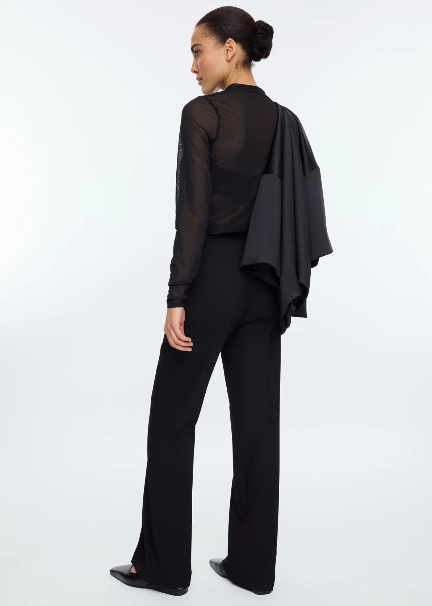 Wafel structuur broek flared fit