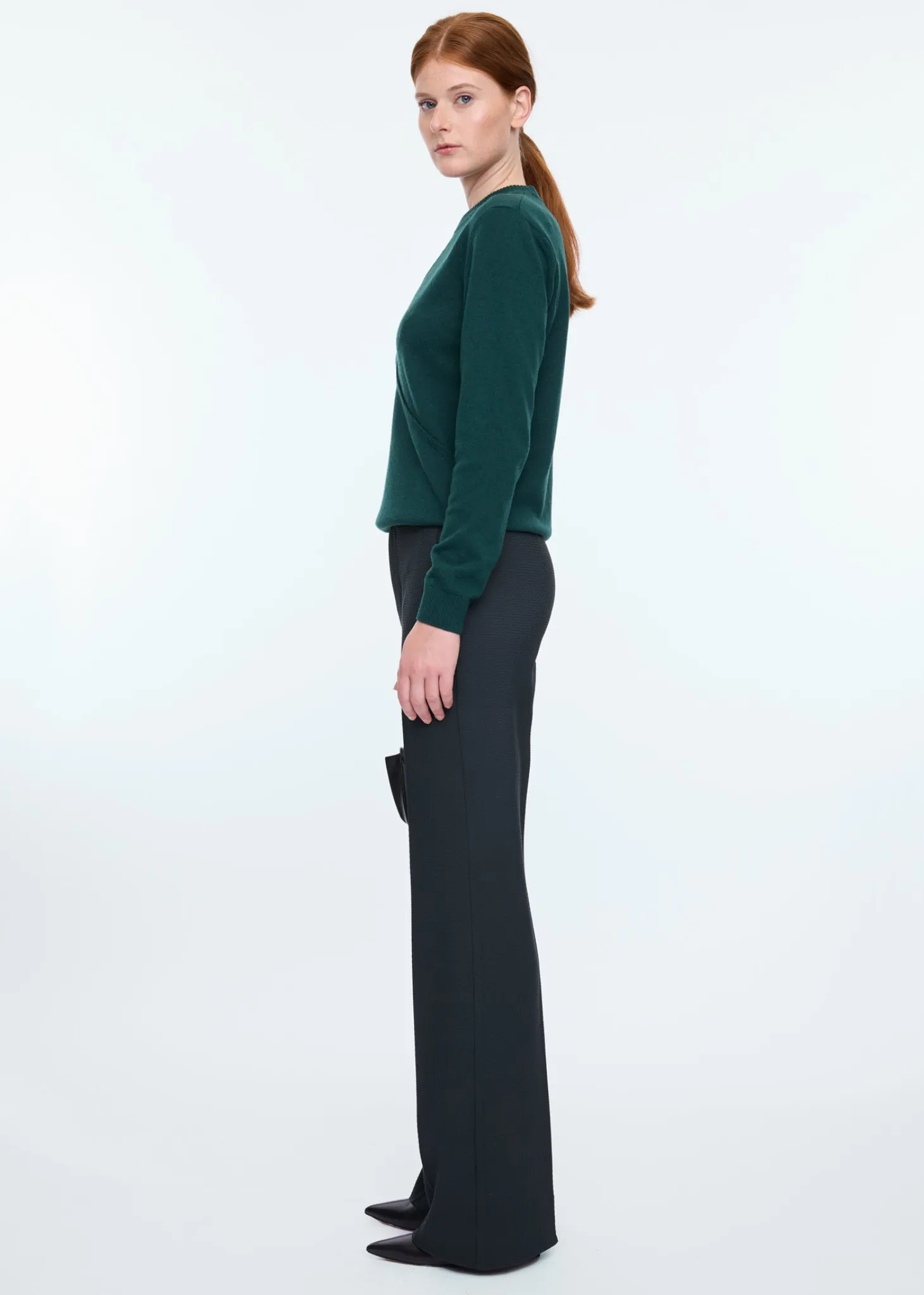 Waffle flared trousers