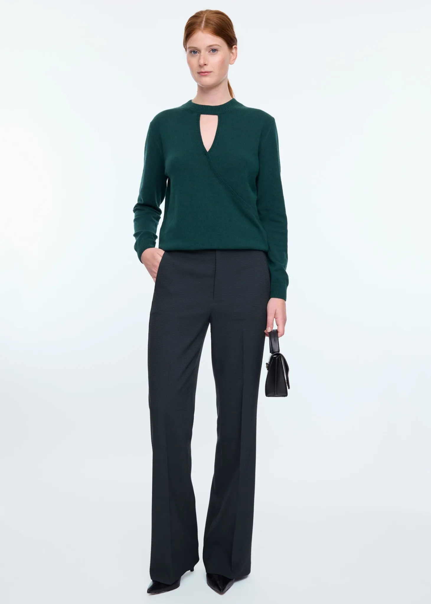 Waffle flared trousers