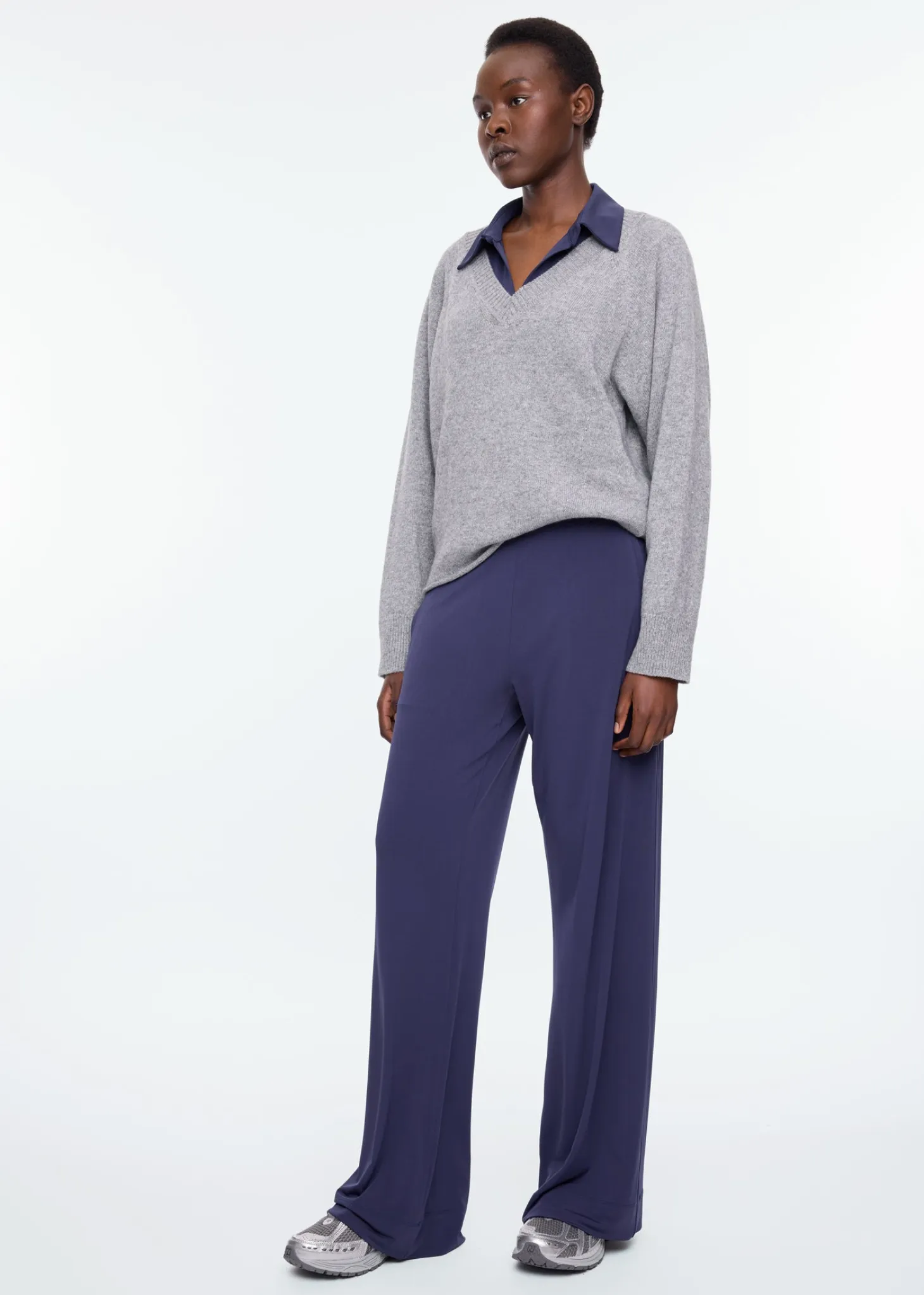 Wide leg tricot pants