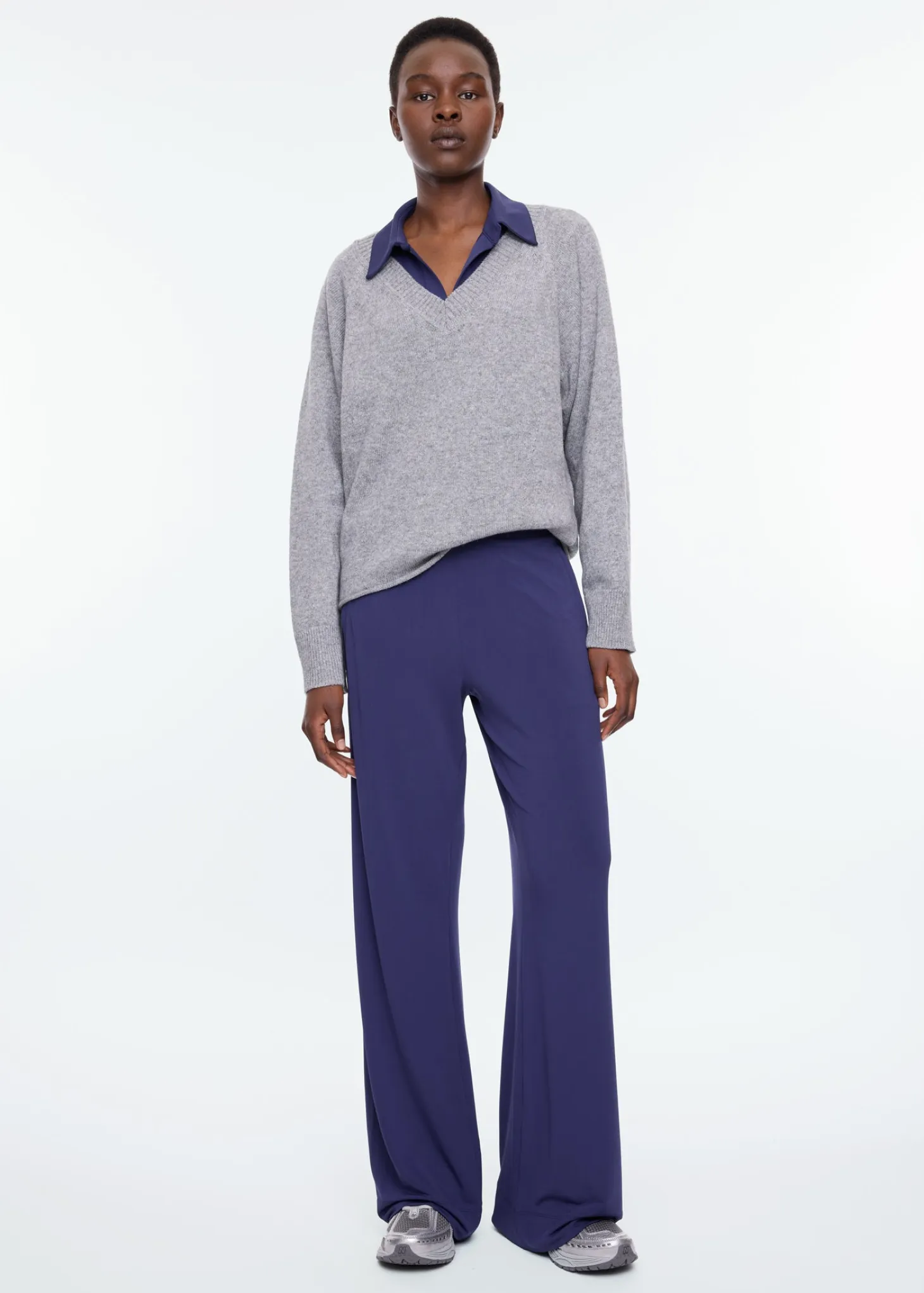 Wide leg tricot pants