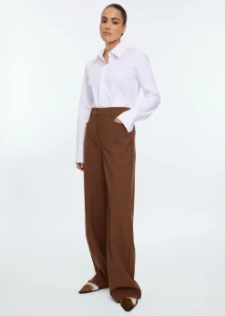 Wool tailored wide trousers