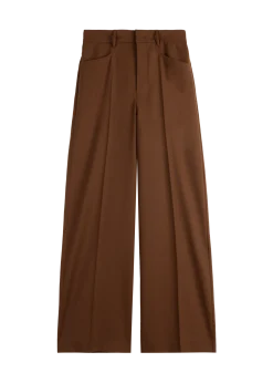 Wool tailored wide trousers