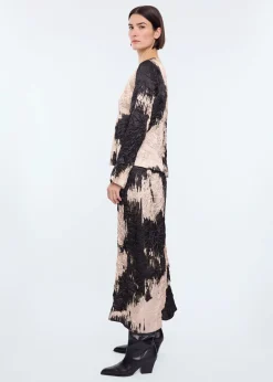 Wrinkle champagne skirt
